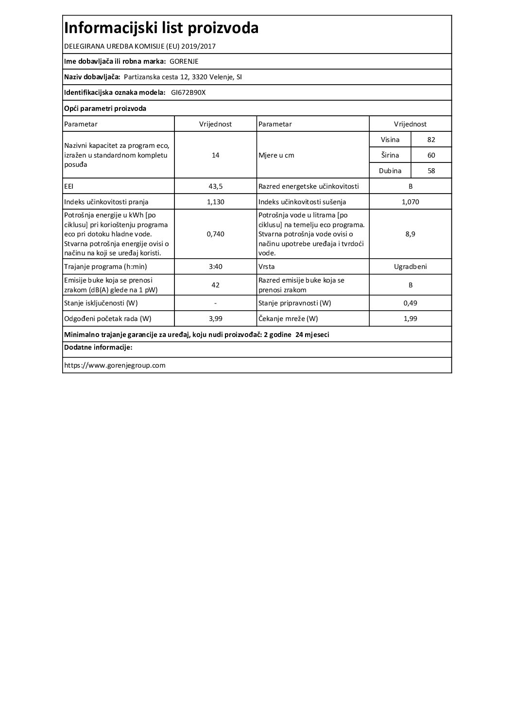 Gorenje perilica posuđa GI672B90X - Slika 3